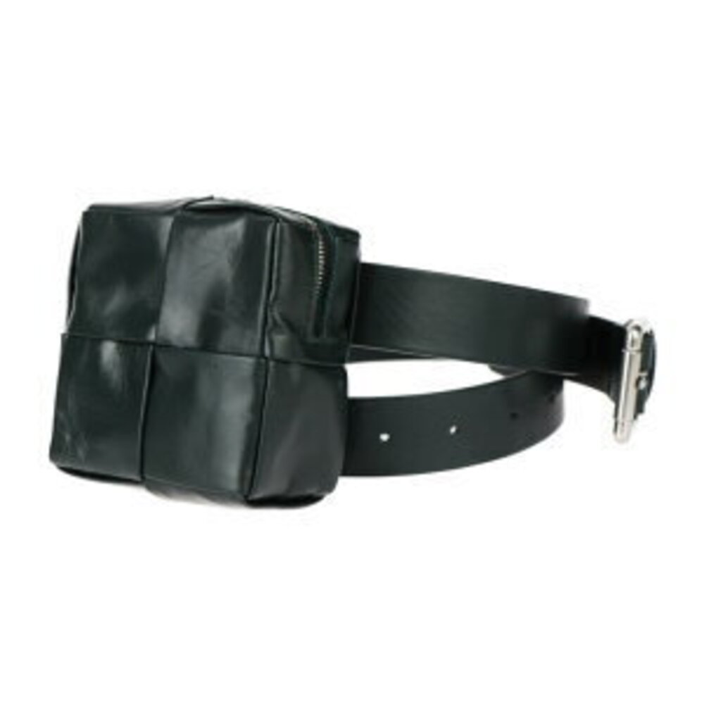 BOTTEGA VENETA Intrecciato belt bag waist calf leather green silver cassette - Picture 2 of 9